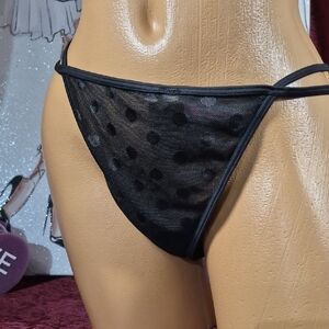 PINK VICTORIA'S SECRET Black Polka Dot String Bikini Panty NWT 2172